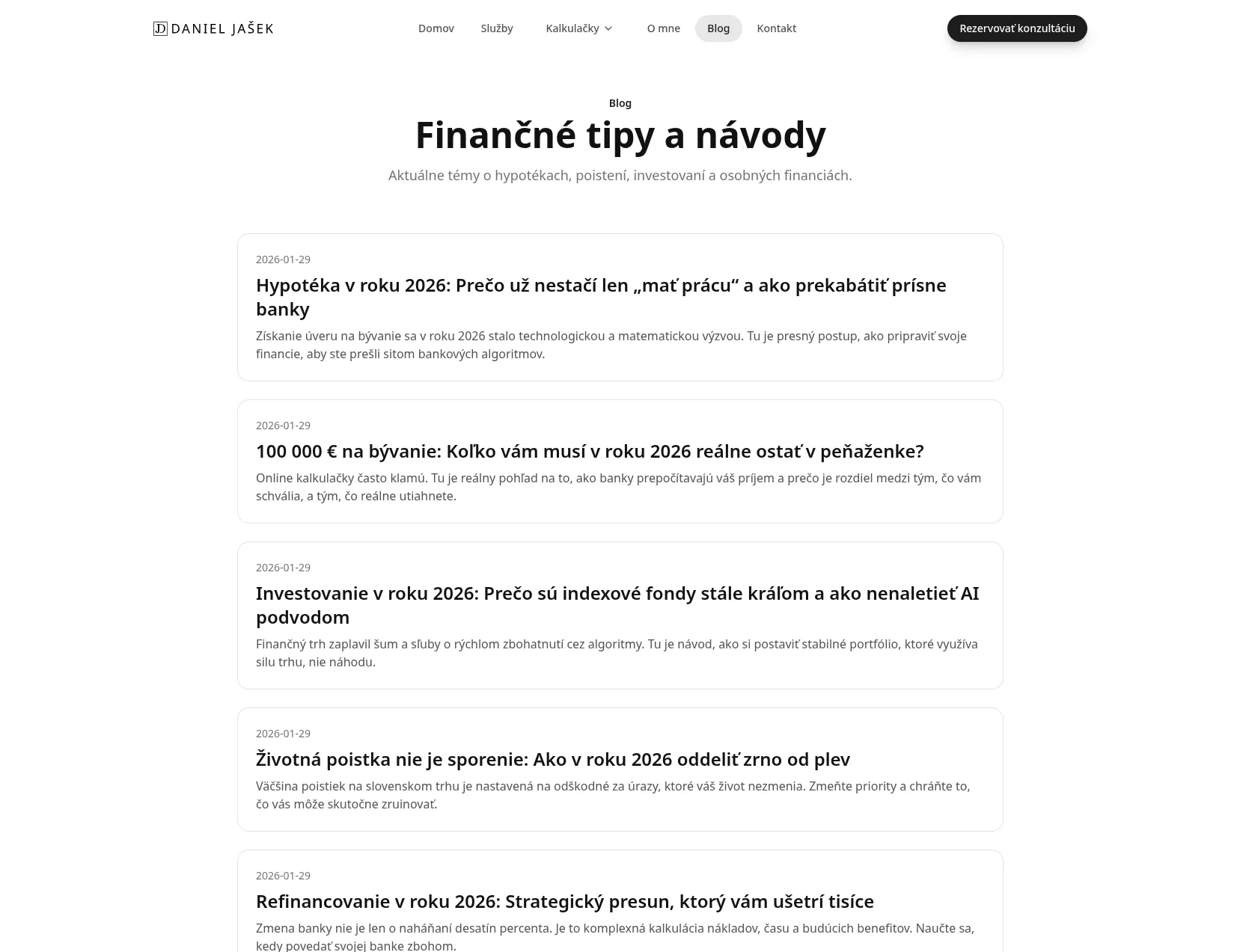 Daniel Jašek finančné kalkulačky