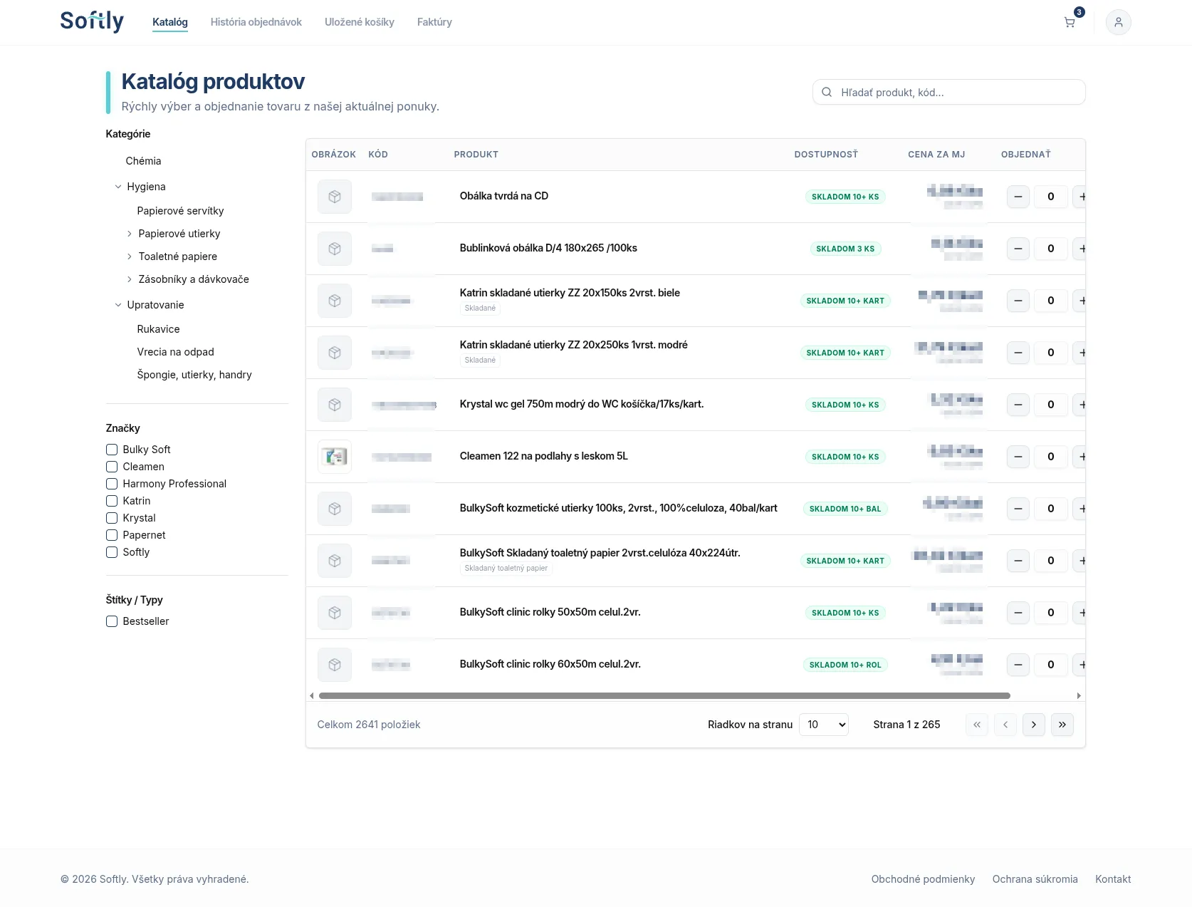 Ordeon katalóg produktov s cenníkmi