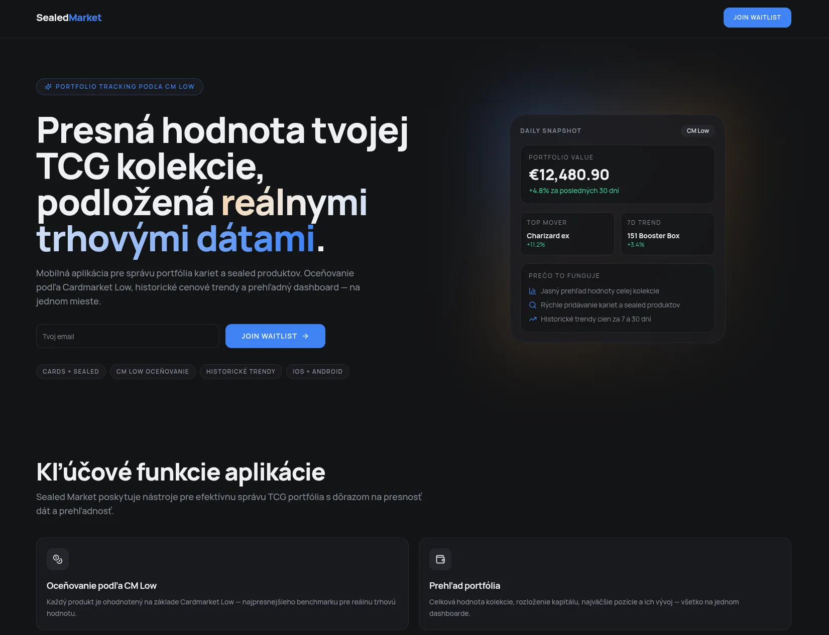 Sealed Market landing page